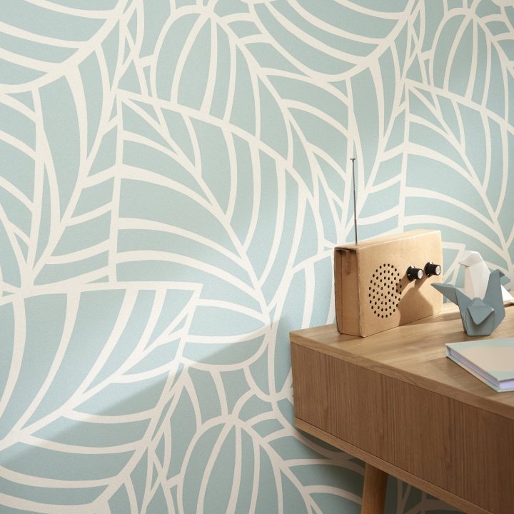 Un Papier Peint Feuillage Et Graphisme | Leroy Merlin avec Papier Peint Salle De Bain Castorama Un Papier Peint Feuillage Et Graphisme | Leroy Merlin avec Papier Peint Salle De Bain Castorama