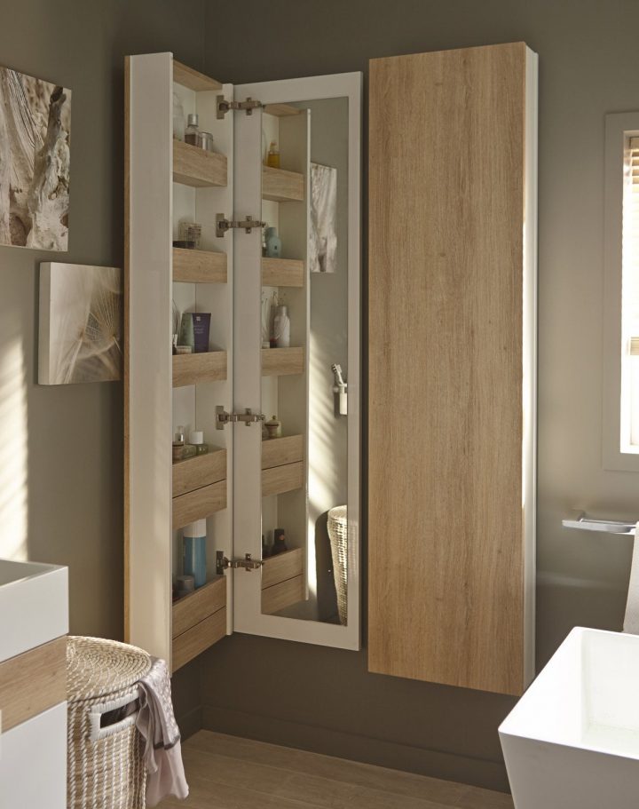 Un Placard Avec Miroir Très Pratique Pour La Salle De Bains à Placard Mural Salle De Bain