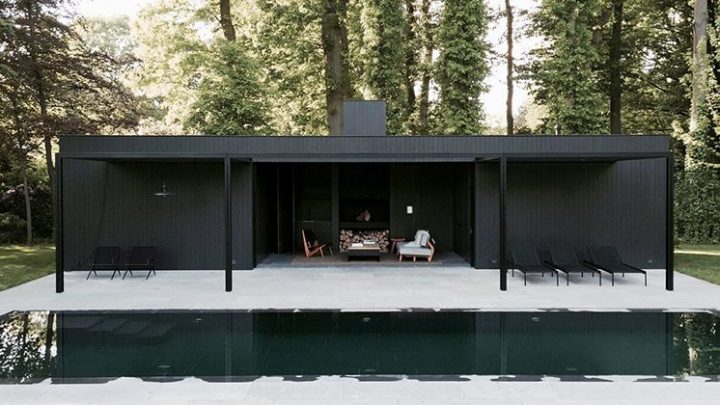 Une Maison Design Toute En Longueur Ouverte Sur La Piscine tout Pool House En Kit