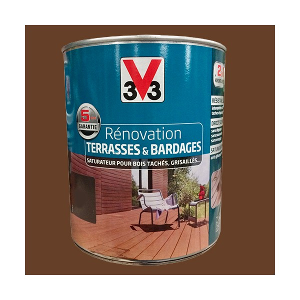 V33 Rénovation Terrasse &amp; Bardages Bois Pin Iluka Mat Pas intérieur Peinture V33 Terrasse Bois