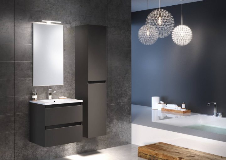 Vente De Meuble Suspendu Pour Salle De Bains Rivage destiné Meuble Salle De Bain Gris Laqué