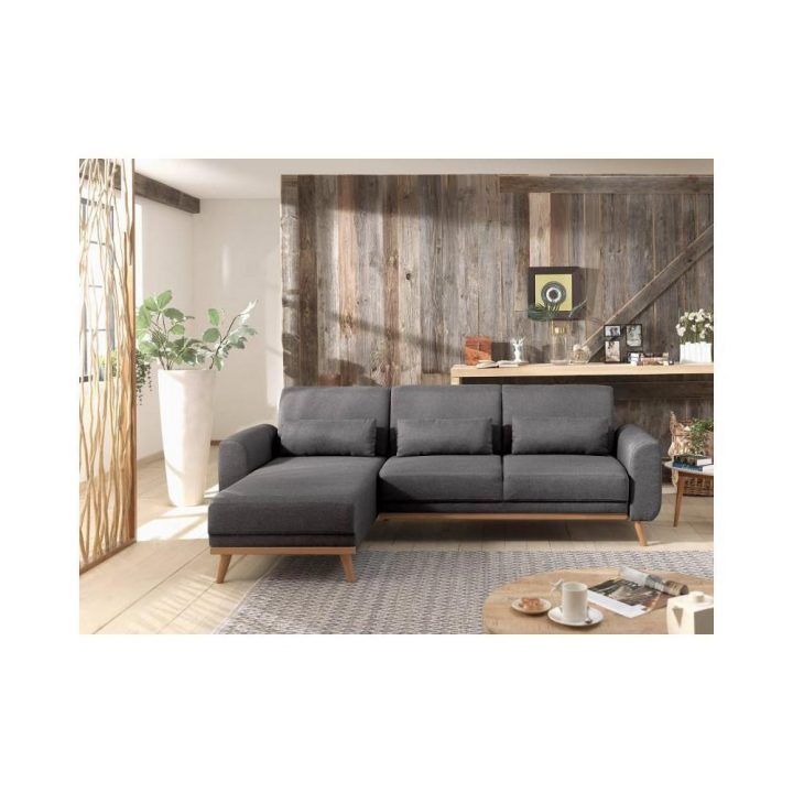 Vera – Canapé D'angle Réversible Convertible Au Style Scandinave En Tissu –  256X88X149Cm tout Meuble Derriere Canapé