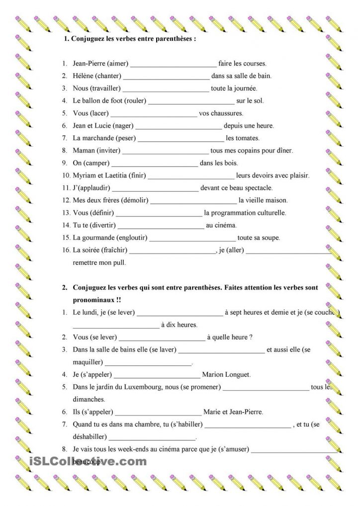 Verbes Du 1Er E 2 Éme Grupe | Exercices Conjugaison avec Salle De Bain Orthographe