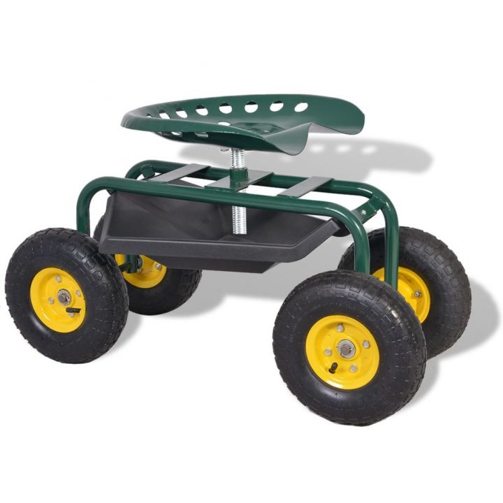 Vidaxl Siège De Jardin Roulant Roues Pneumatiques Vert concernant Siege De Jardin