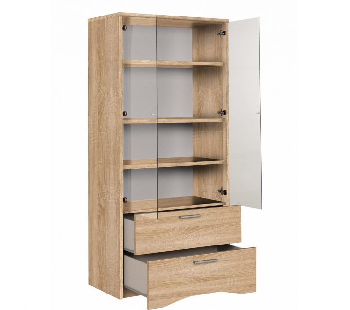 Vitrine 2 Portes Vitrées Palace Chene Sonoma 1J69326 | Achat intérieur Meuble Vitrine But