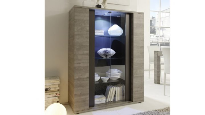 Vitrine Shepparton 2 Portes Verre Avec Éclairage Led destiné Vitrine De Rangement