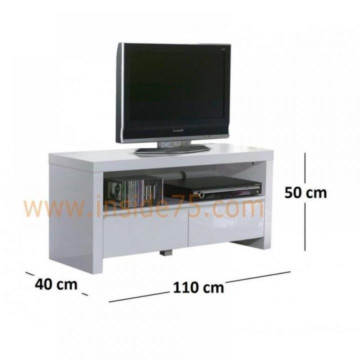 White Meuble Tv Avec 2 Tiroirs, Laqué Blanc Brillant intérieur Meuble Tv 110 Cm White Meuble Tv Avec 2 Tiroirs, Laqué Blanc Brillant intérieur Meuble Tv 110 Cm