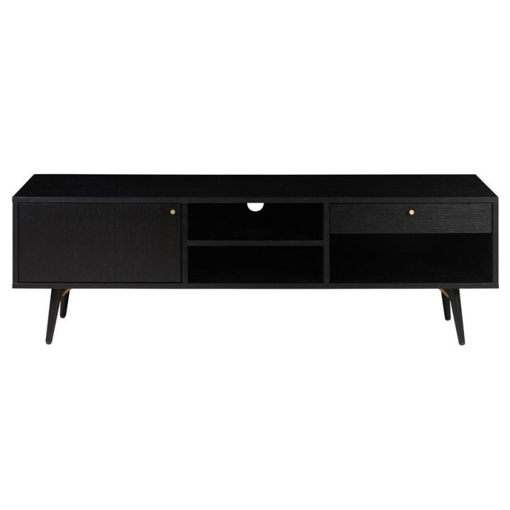 Zago Meuble Tv 160 Cm Plaqué Chêne Noir Verona | Von tout Meuble Zago