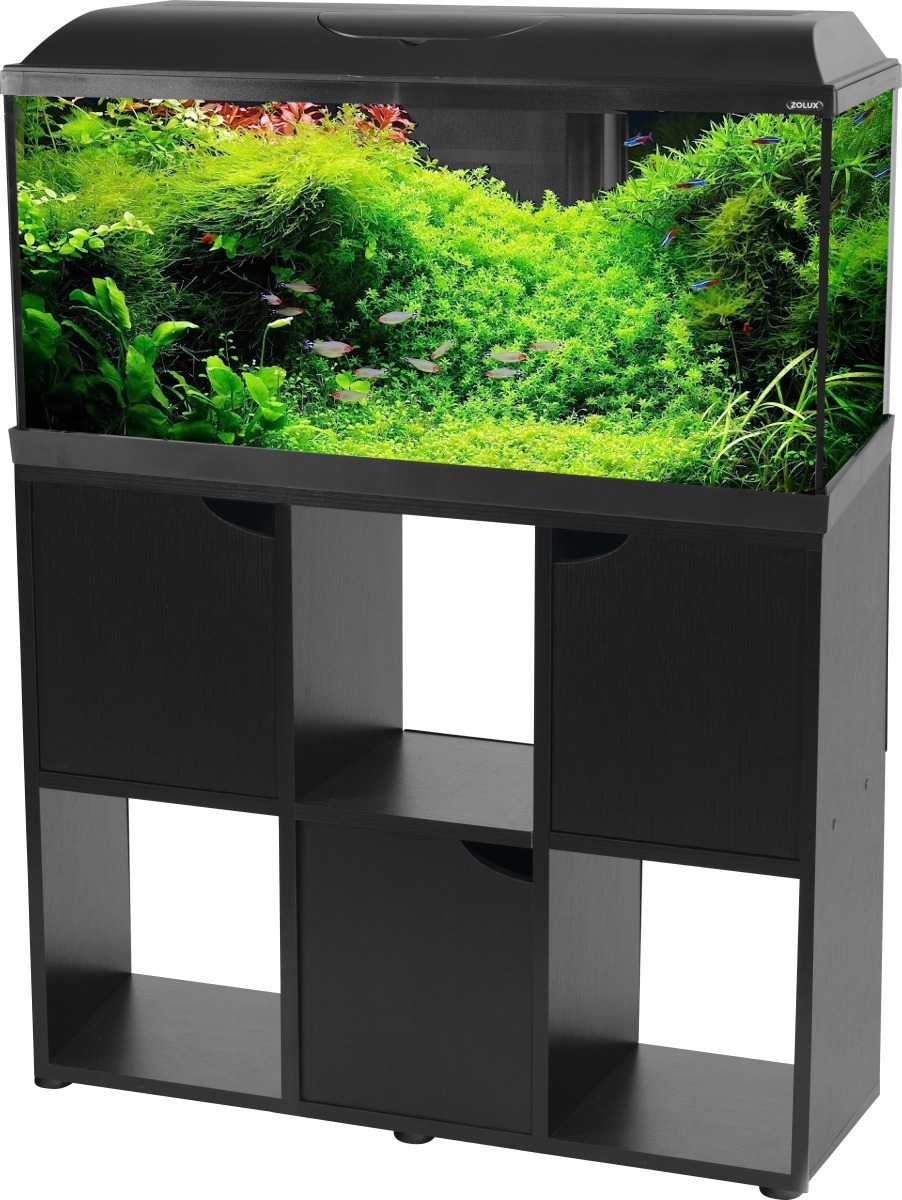 Zolux Iseo 100 Led Noir Aquarium Équipé 106L, Longueur 101 Cm, Avec Ou Sans Meuble avec Aquarium