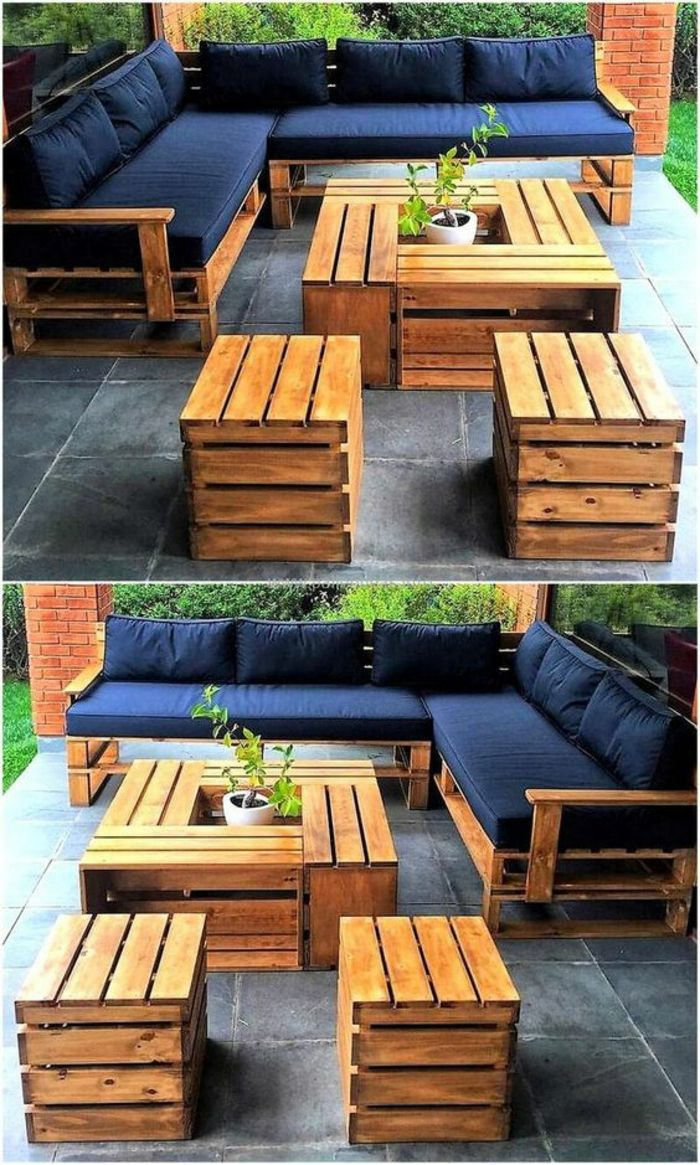 1001 + Idées Pour Des Meubles De Jardin En Palettes avec Plan Salon De Jardin En Palette