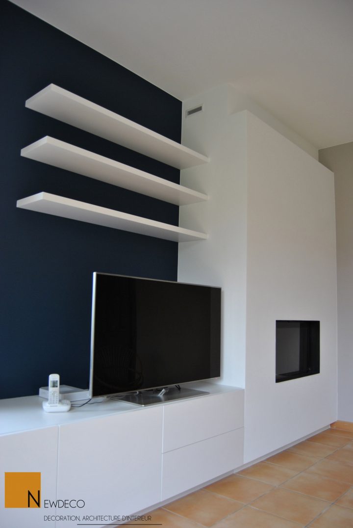 meuble tv avec cheminée décorative