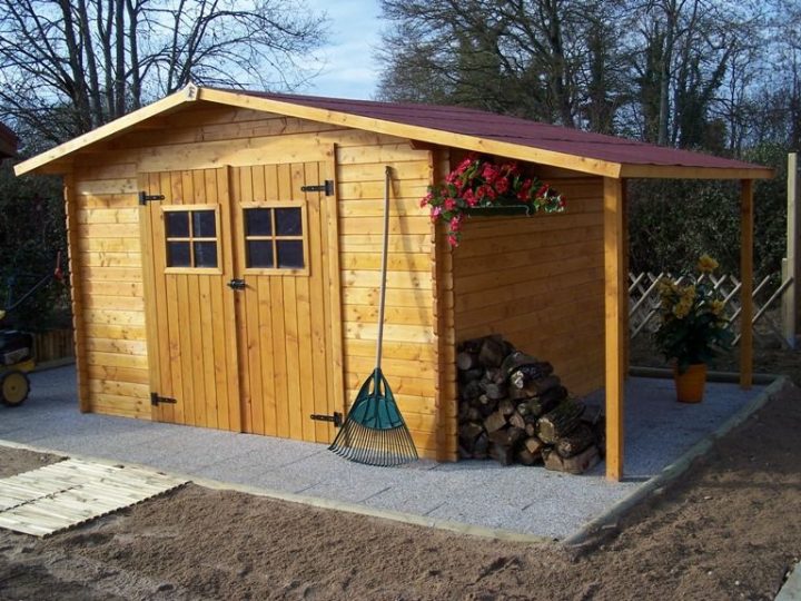 Abri De Jardin En Bois Avec Bucher Venise 14.97M² Ep. 28Mm tout Cabanon Avec Abris