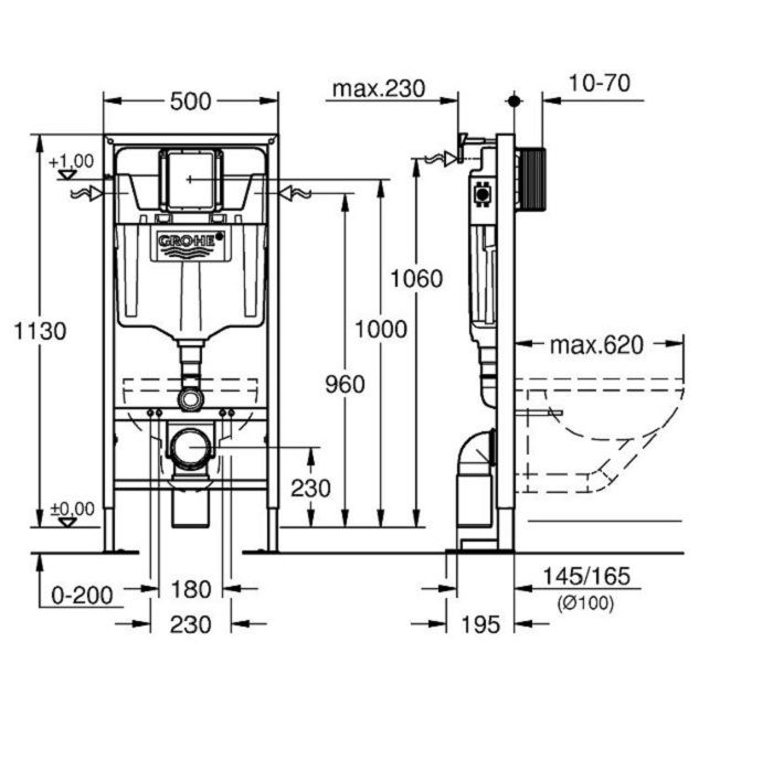 Acheter Un Bâti-Support Grohe Rapid Sl Wc Autoportant avec Wc Suspendu Autoportant