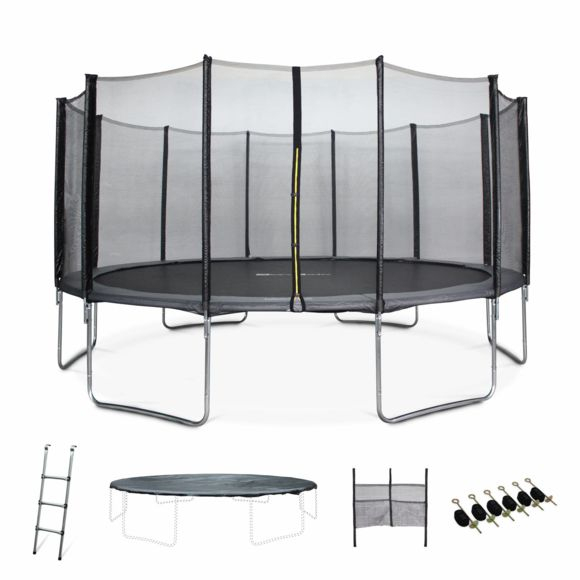 Alice'S Garden – Trampoline 490Cm Gris Avec Filet De destiné Alice Garden Trampoline