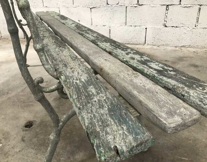 Ancien Banc De Jardin En Bois Et Fonte Patine D'Origine intérieur Banc De Jardin En Fonte Ancien