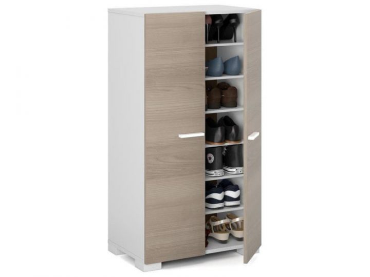 Armoire À Chaussures En Bois Coloris Blanc/Frêne – Dim à Armoire A Chaussure