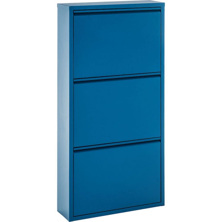 Armoire À Chaussures Vinci Métal Bleu L 51 P 15 H 103 Cm à Armoire A Chaussure