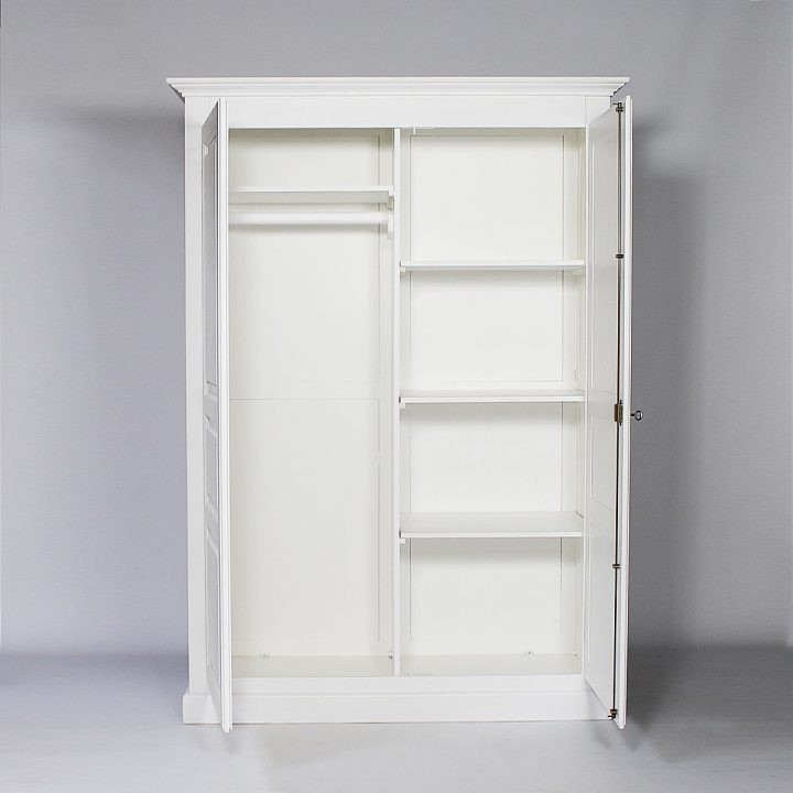 Armoire Bois Massif Blanche 2 Portes 1 Penderie – Made In pour Lingère Meuble