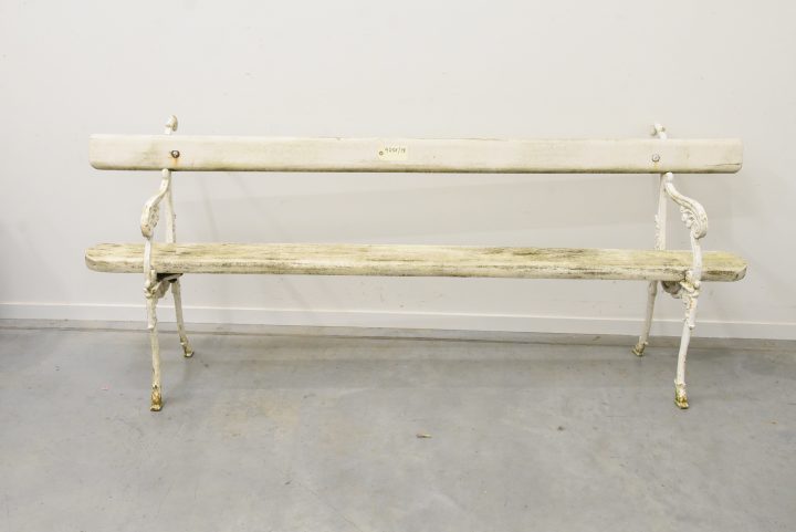 Banc De Jardin En Fonte Et Assise En Bois, Ancien (Lg.220Cm) avec Banc De Jardin En Fonte Ancien