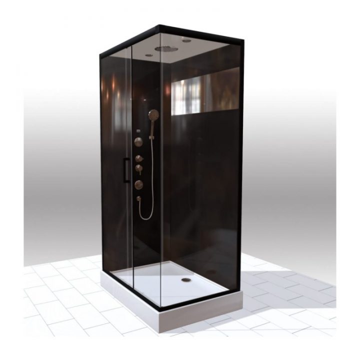 Cabine De Douche -Noire -Rectangle- 80X100X215Cm -Black encequiconcerne Bricoman Cabine De Douche Complète