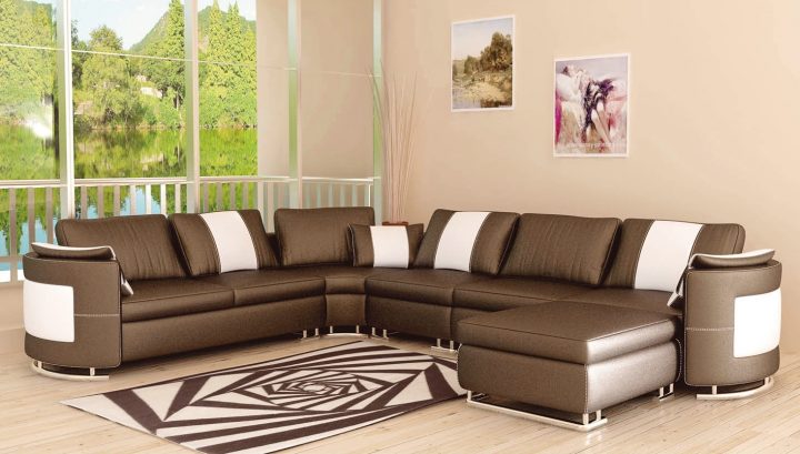 Canapé Angle En Cuir Vachette Blanc pour Sofa Sectionnel Pas Cher