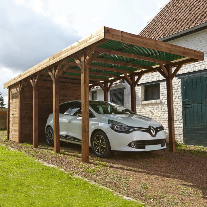 Carport Bois Harry 1 Voiture, 17 M² | Leroy Merlin encequiconcerne Abri Voiture Bricodepot