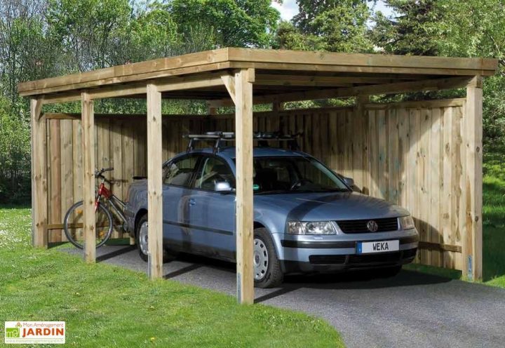 Carport Bois Optima 1 Voiture (Plusieurs Tailles) – Weka destiné Brico Depot Carport