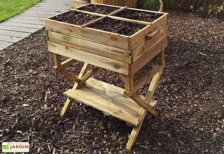 Carré Potager En Bois Autoclave Sur Pieds Réglable 80 X 60 destiné Carré Potager Sur Pied Brico Dépôt