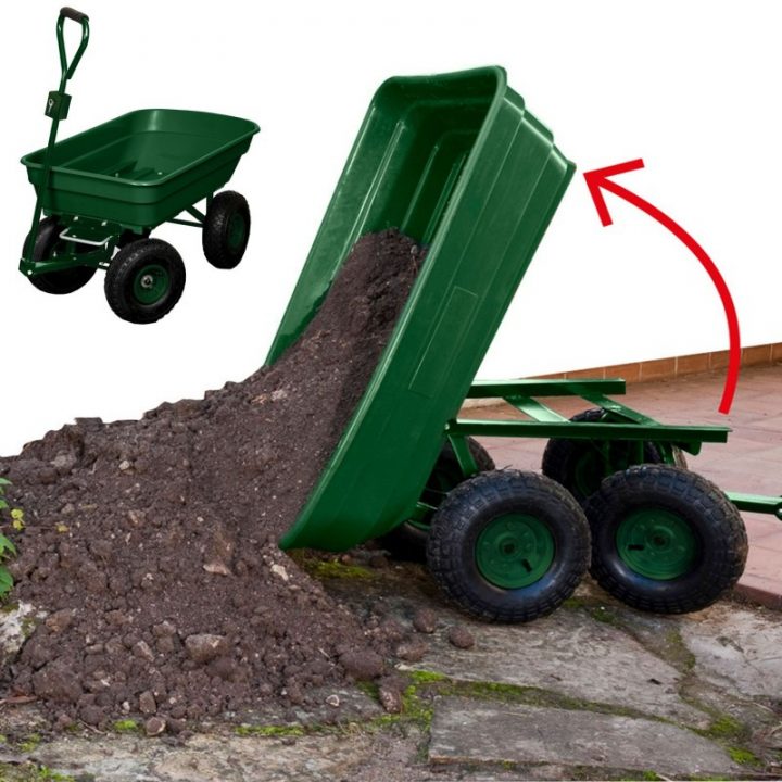 Chariot Remorque De Jardin Vert Basculant Chariots Et intérieur Chariot De Jardin