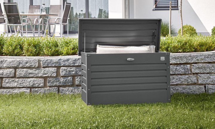 Coffre De Jardin Métal 100 Biohort, 101 X 46Cm | Akeliagarden serapportantà Coffre De Jardin