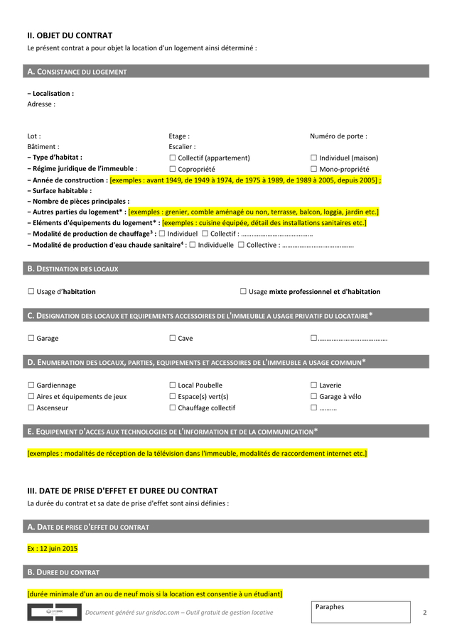 Contrat De Location – Logement Meublé – Doc, Pdf – Page 2 concernant Contrat De Location Meublé Pdf