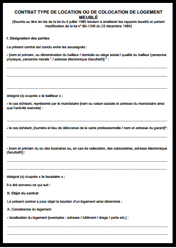 Contrat De Location Meublé | Contrat De Location, Location concernant Pap Modele Bail Meublé