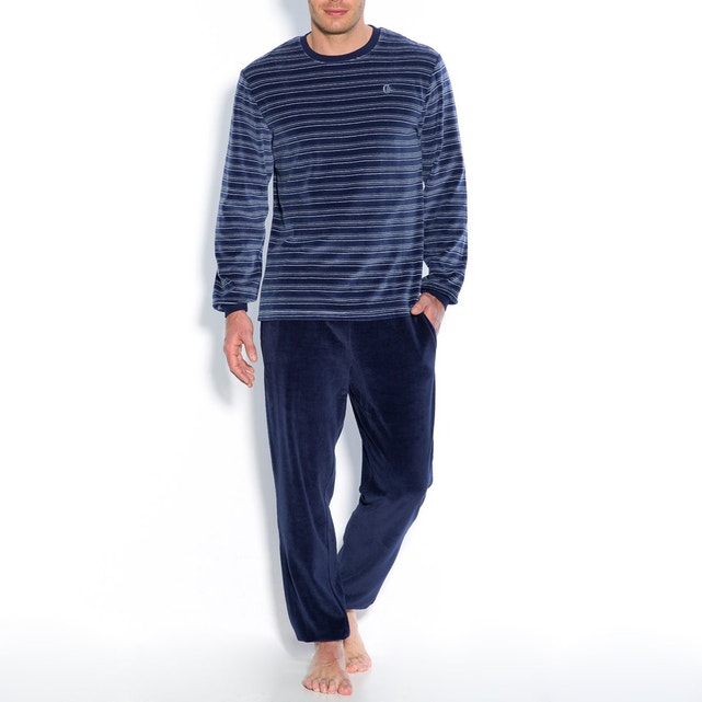 Cotton Blend Velour Long-Sleeved Pyjamas La Redoute à La Redoute
