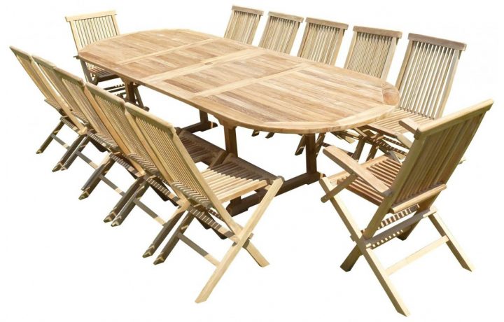 Ensemble De Repas De Jardin Avec Rallonge En Teck Massif intérieur Table En Teck