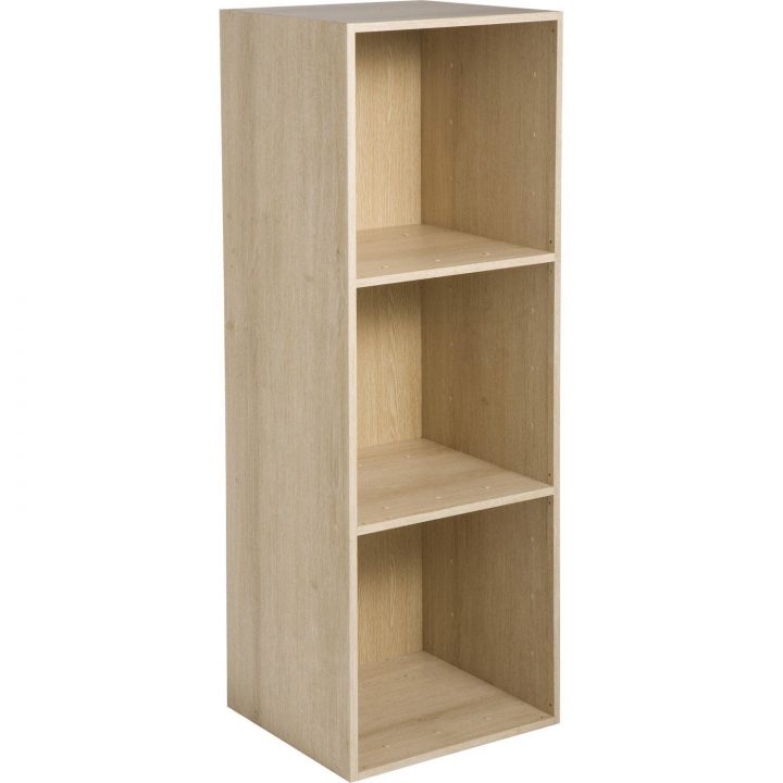 Etagère 3 Cases Multikaz, Effet Chêne H.103.2 X L.35.2 X P destiné Meuble De Rangement Escalier 3 Niveaux