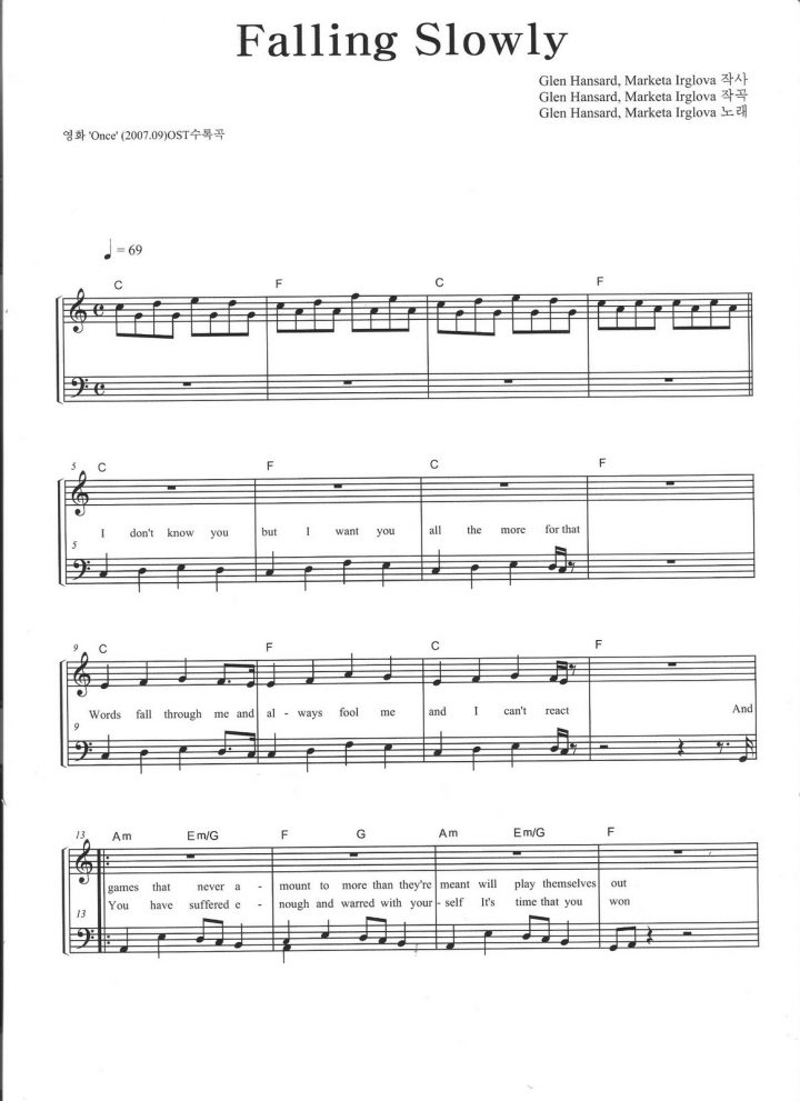 falling slowly text falling slowly text