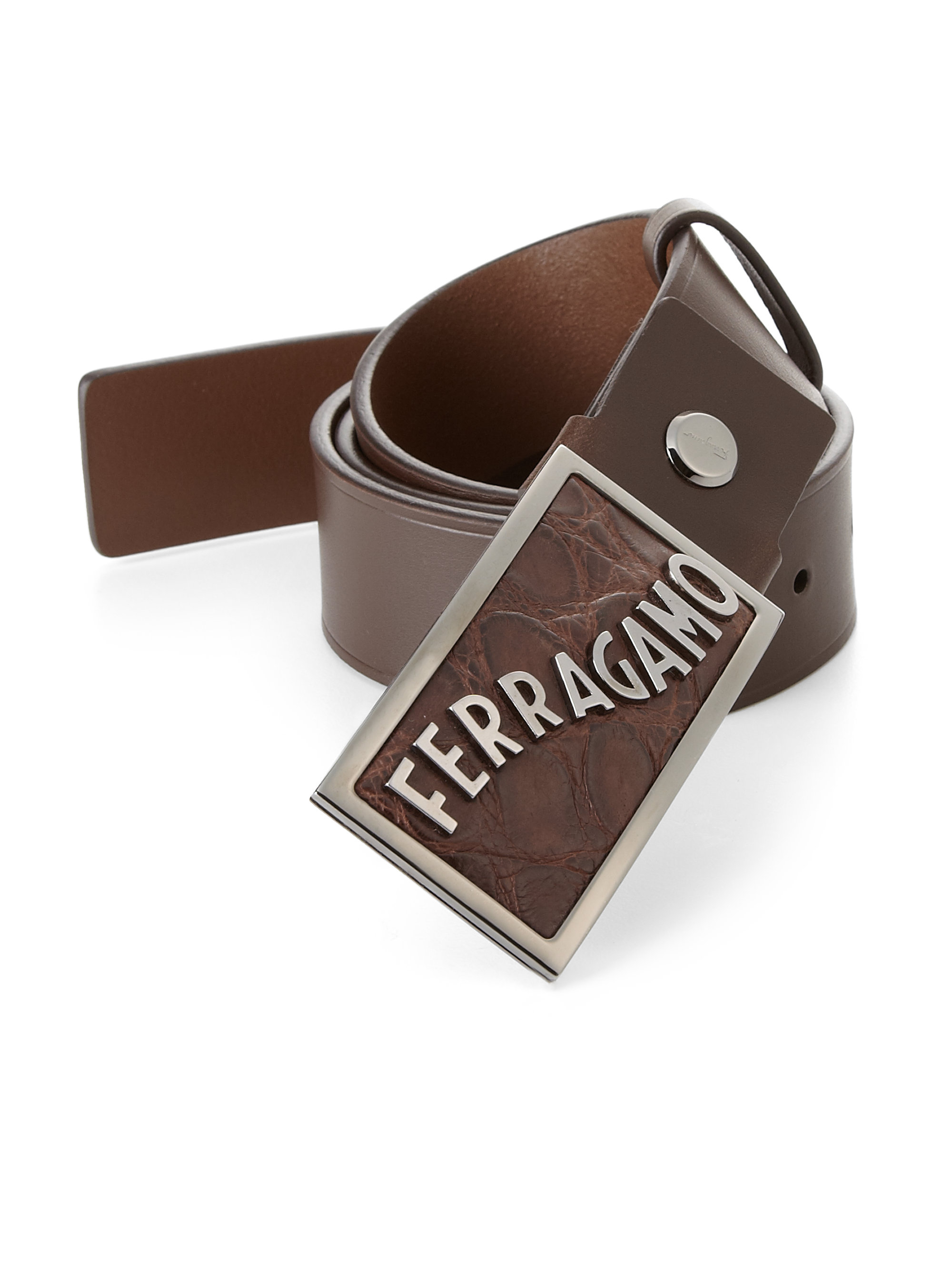 Ferragamo Crocodile Buckle Leather Belt In Brown For Men à Ferigami Ferragamo Crocodile Buckle Leather Belt In Brown For Men à Ferigami