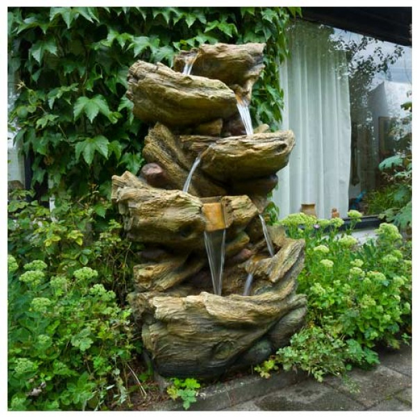 Fontaine De Jardin Cascade D'Eau Sedona À Éclairage Led encequiconcerne Fontaine De Jardin