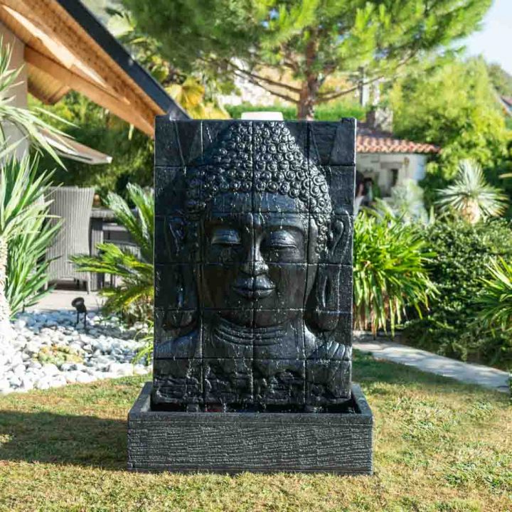 Fontaine De Jardin Mur D'Eau Visage De Bouddha 1 M 50 Noir destiné Fontaine De Jardin