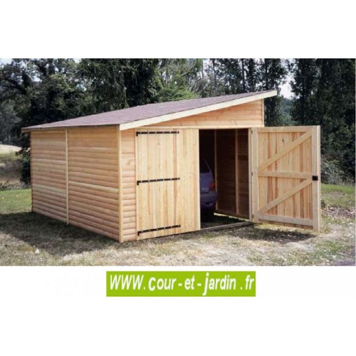 Garage Bois 12 M² – 1 Pan-Garages Et Abris Auto Bois- Cour pour Abri De Moto En Bois