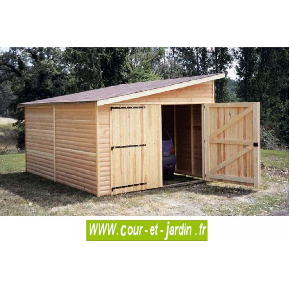 Garage Bois 12 M² - 1 Pan-Garages Et Abris Auto Bois- Cour pour Abri De Moto En Bois