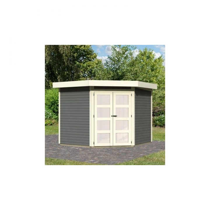 Gartenhaus Goldendorf 5 Mit 5,95M² Terragrau 19Mm – Karibu destiné Goldendorf 5