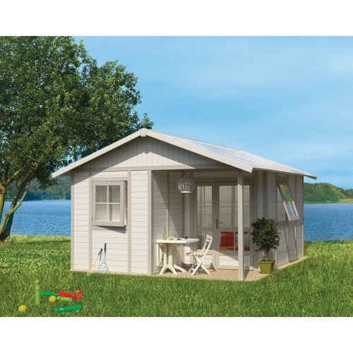 Grosfillex Abri De Jardin Pvc "Deco 20B" 20M² Blanc-Gris-Vert destiné Abri De Jardin Grosfillex 7 5