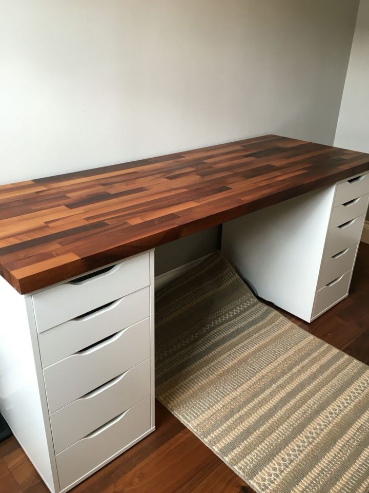 Ikea Alex Cabinets With Walnut Solid Wood – Desk | Ikea concernant Ikea Karlby Bureau
