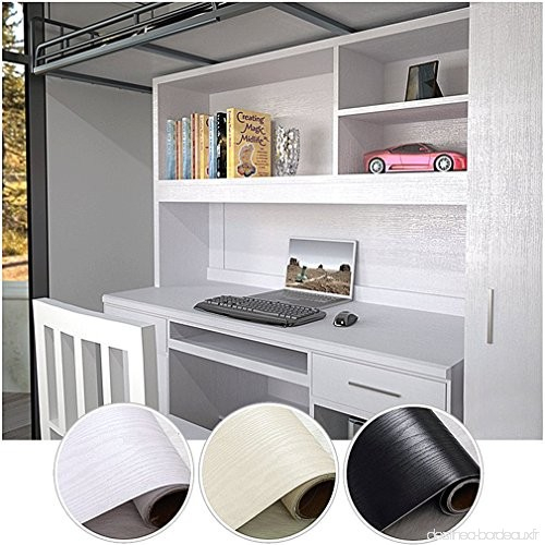 Kinlo 10*0.61M Stickers Meubles Bois Imperméable Blanc En avec Papier Adhésif Meuble