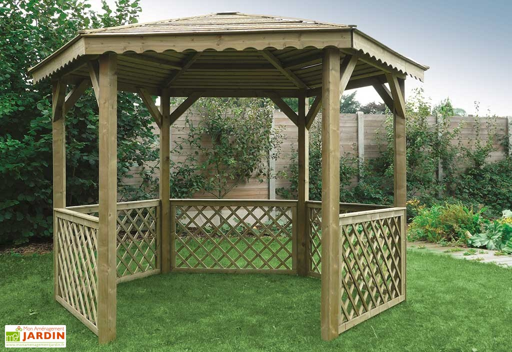 Kiosque Bois Hexagonal - Tout Le Matériel Pour Son Jardin pour Kiosque Pour Jardin