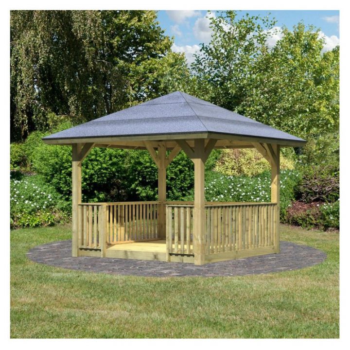 Kiosque Carré Bergen 1 Avec Balustrades Et Plancher 3,38X3 concernant Kiosque Pour Jardin