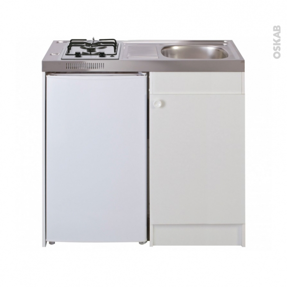 Kitchenette Gaz Meuble Sous Évier Blanc Avec Réfrigérateur encequiconcerne Meuble Sous Évier 100 Cm Lapeyre