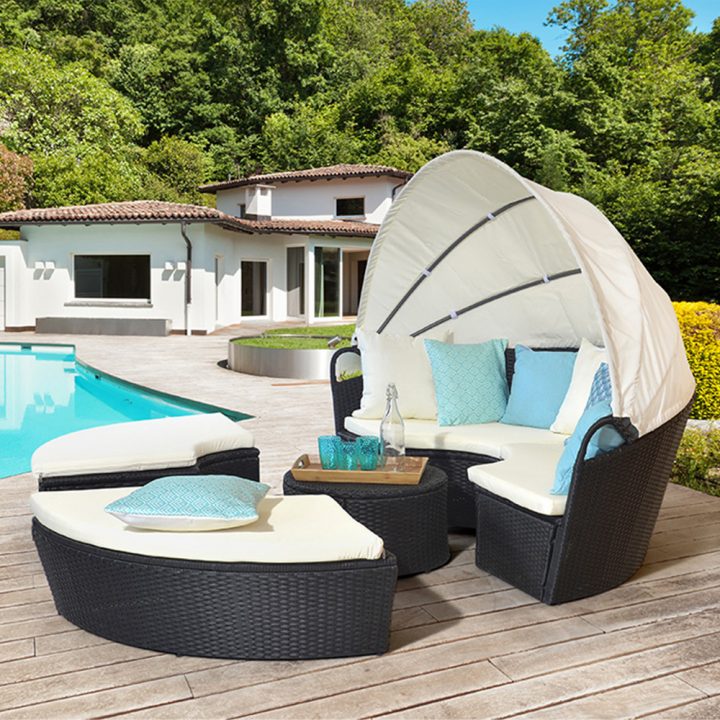 Lit Rond De Jardin Ibiza Noir | Les Jardins D'Ismir avec Lit De Jardin Cocoon