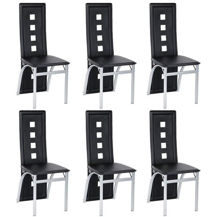 Lot De 6 Chaises De Salle À Manger Noir Cuir Artificiel tout Lot De 6 Chaise Noir Et Blanc